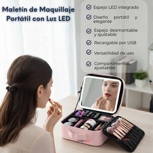 Malet&iacute;n De Maquillaje Con Luz Led Y Espejo Estuche De Maquillaje Organizador