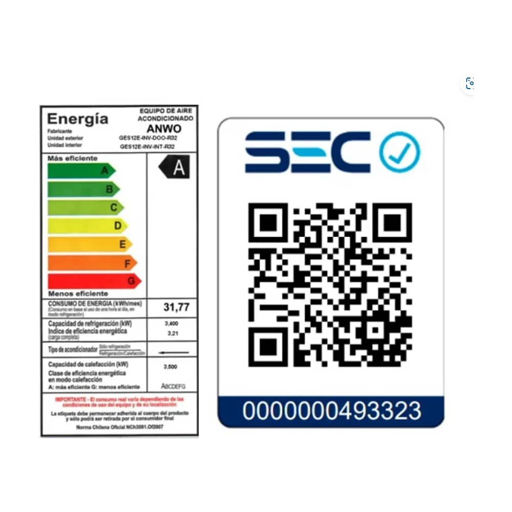 Aire Acondicionado 12000 Btu Split Muro Inverter Anwo + Instalaci&oacute;n B&aacute;sica En Rm image number 1.0