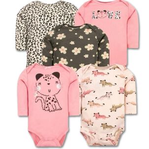Pack 5 Bodys Ni&ntilde;a Manga Larga Tedmimak 100% Algod&oacute;n Pink Cat
