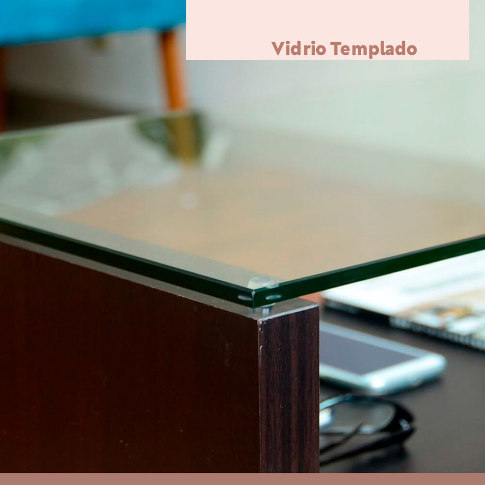 Mesa De Centro Moderna Madera Walnut Wood Vidrio image number 4.0