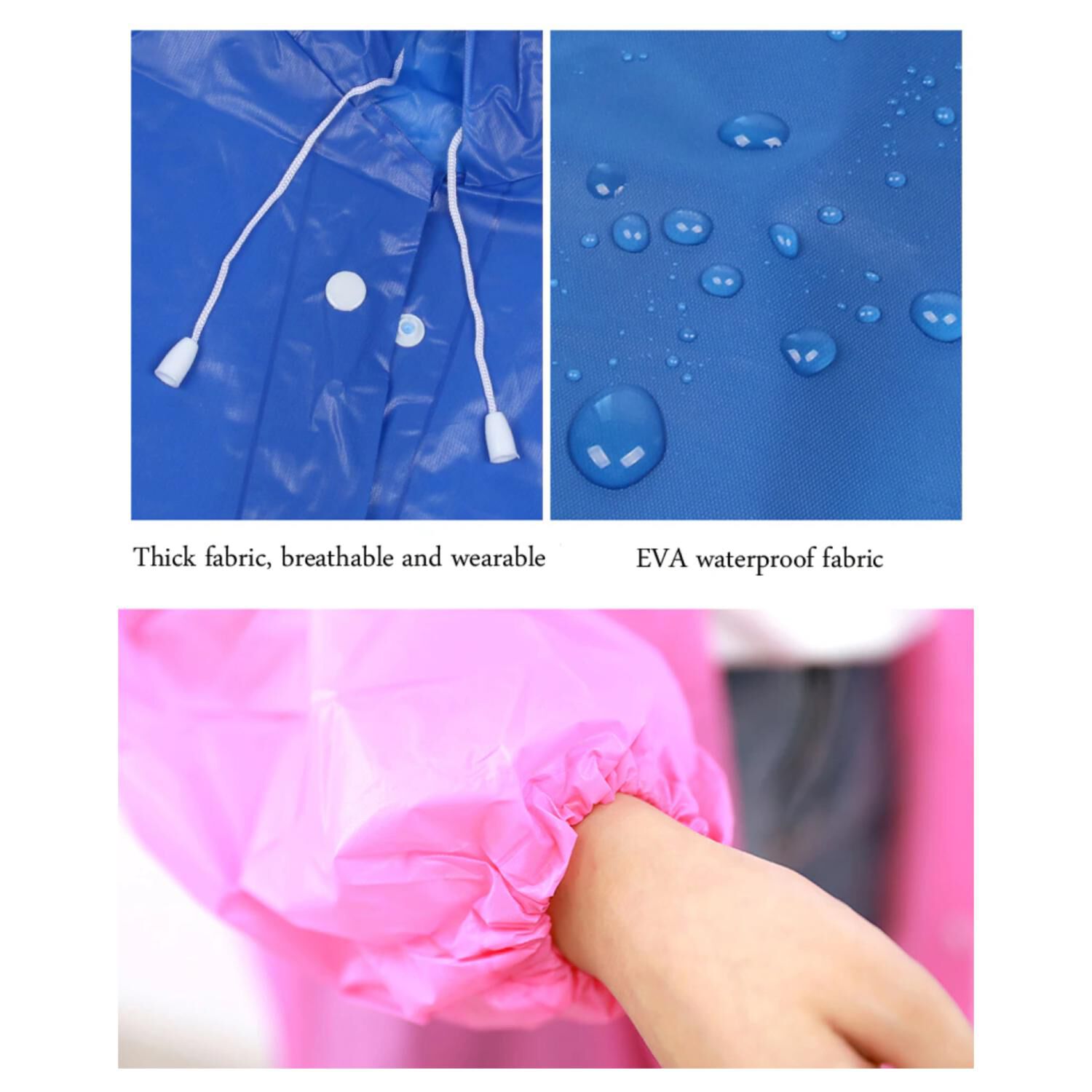 Poncho Impermeable Con Gorro Para Lluvia Rosado image number 2.0