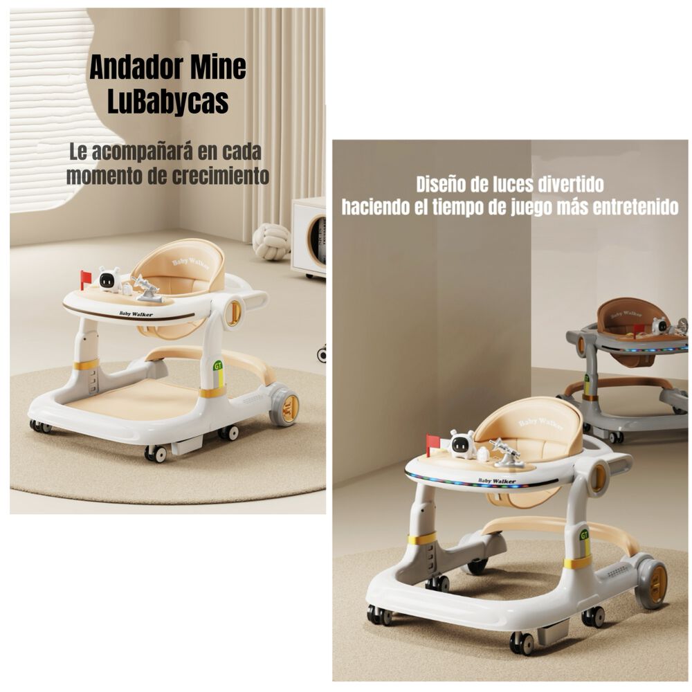 Andador Caminador Con Manilla Y Luces Mine Blanco Lubabycas image number 5.0