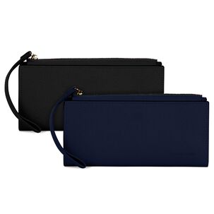 2 Billeteras De Mujer Delia Negra Y Azul Carven