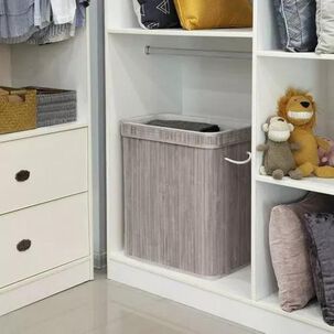 Cesto Plegable Para Ropa De Bamb&uacute; Gris