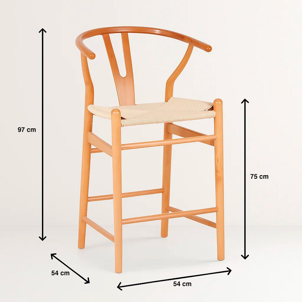 Pack De 2 Taburetes Wishbone Madera Y Hilo De Cuerda - Natural image number 3.0