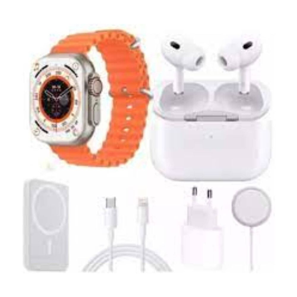 Smartwatch Reloj Inteligente X8 Ultra + Audifonos Y Power Band Naranja image number 0.0