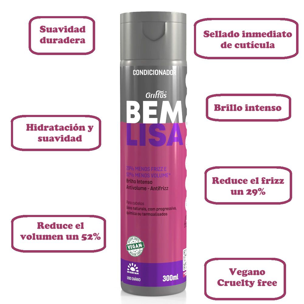 Acondicionador Bem Lisa Nanocristalizada Rep 300ml Griffus image number 3.0