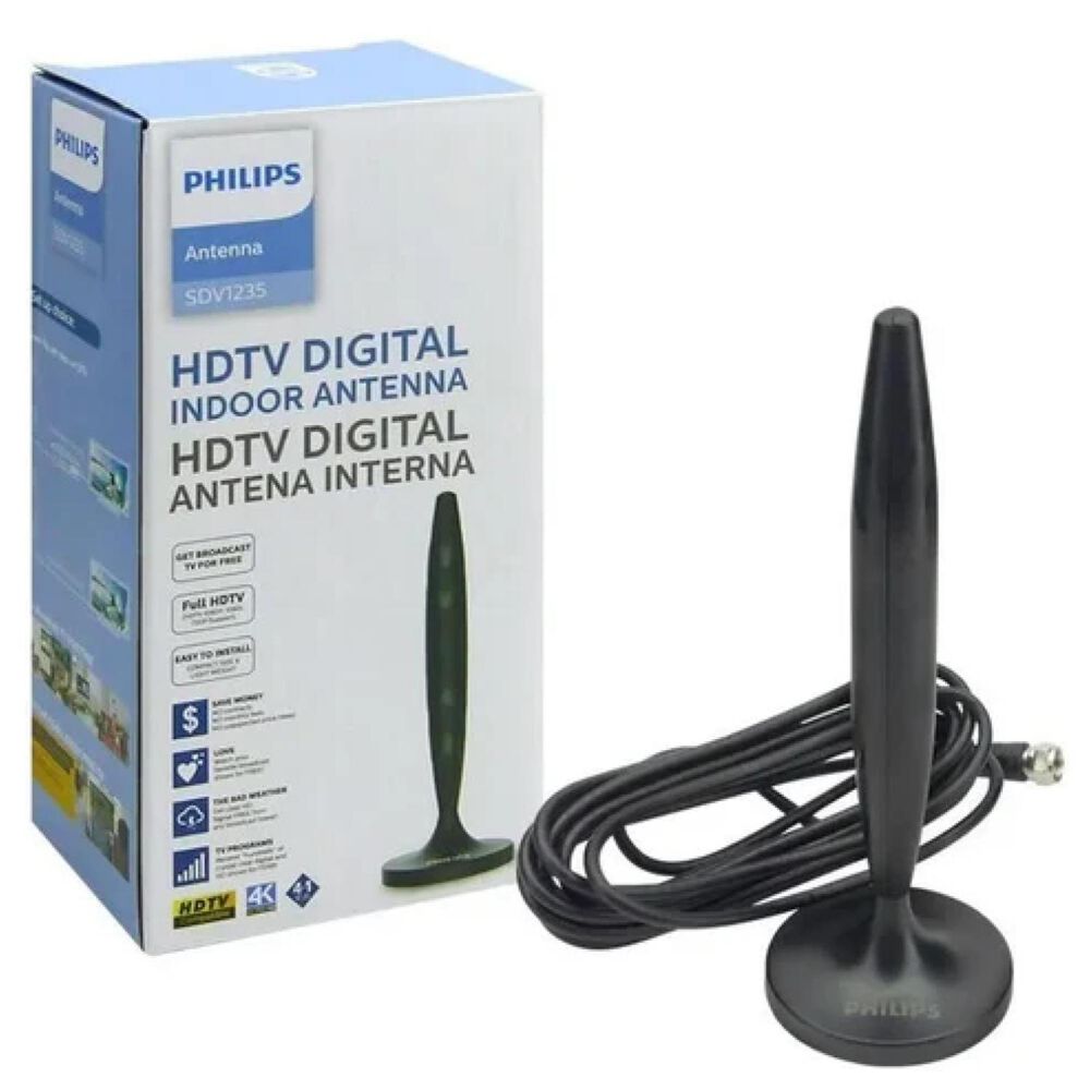 Antena Indoor Para Tv Hdtv 180 Rotacion Coaxial Sdv1230 image number 2.0