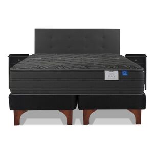 Cama Europea Flex Black / King / Base Dividida + Set De Maderas