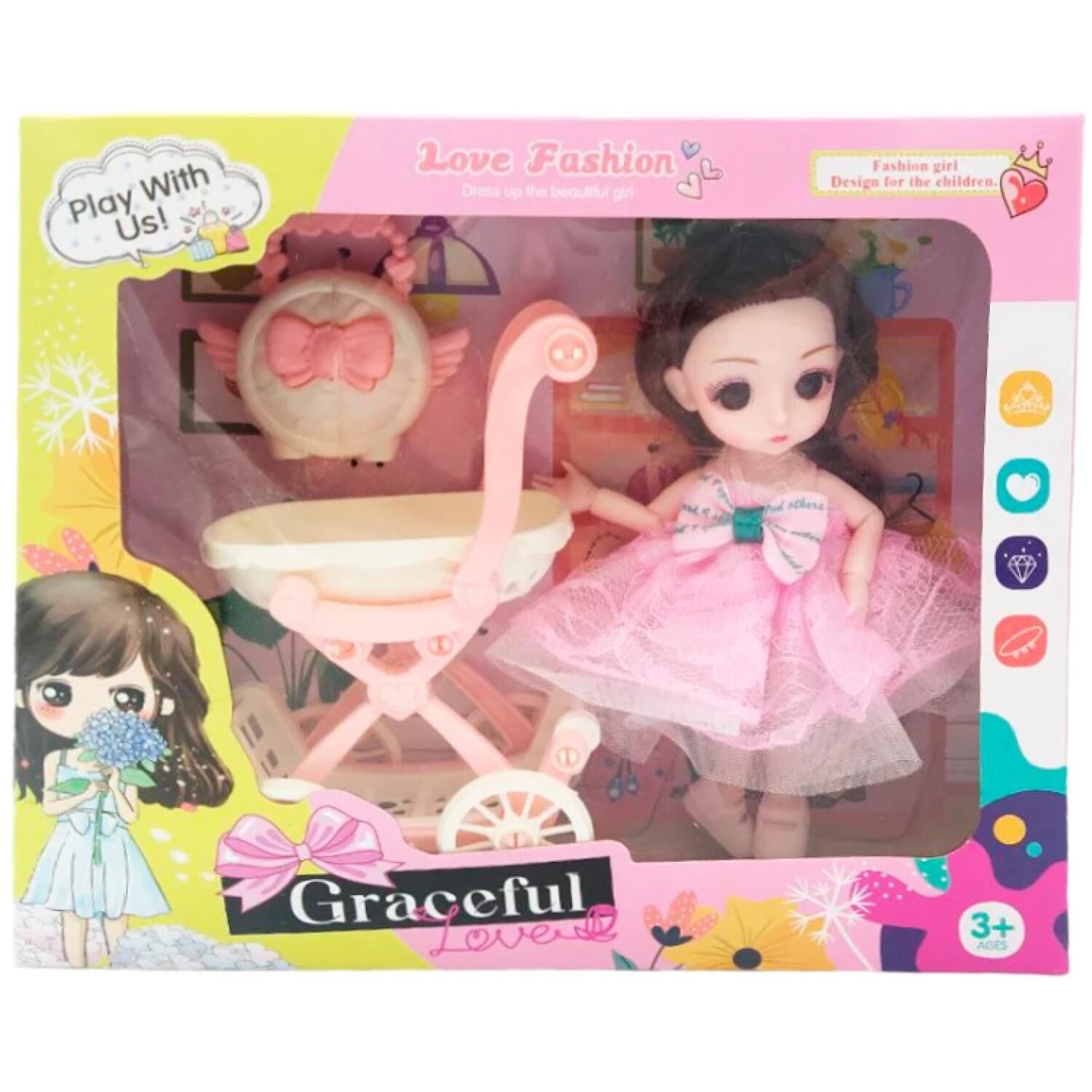 Juguete Mu&ntilde;eca Con Coche Accesorio Graceful Infantil image number 0.0