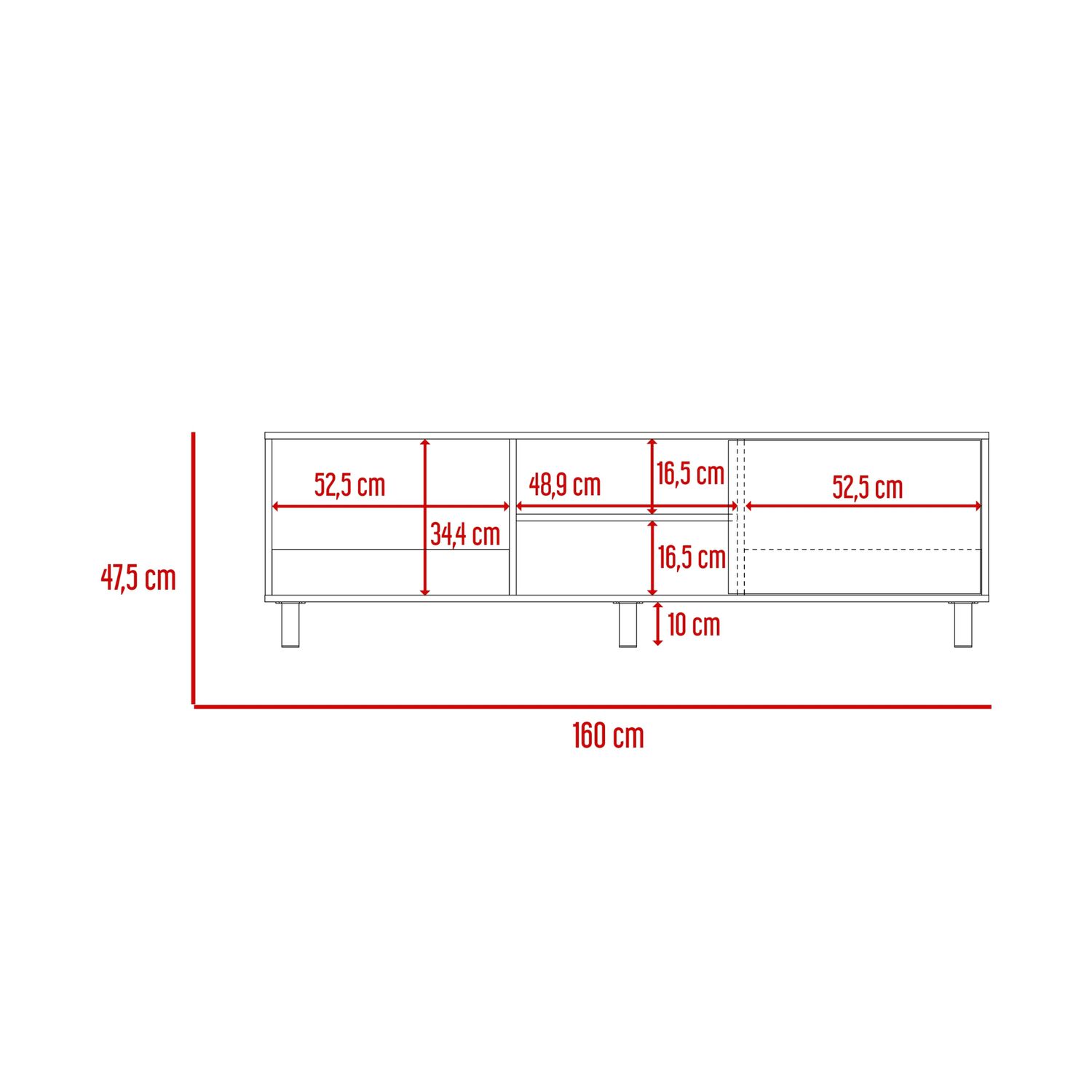 Rack Tv 65" 1 Puerta 47,5x160x35 Cm Blanco image number 5.0