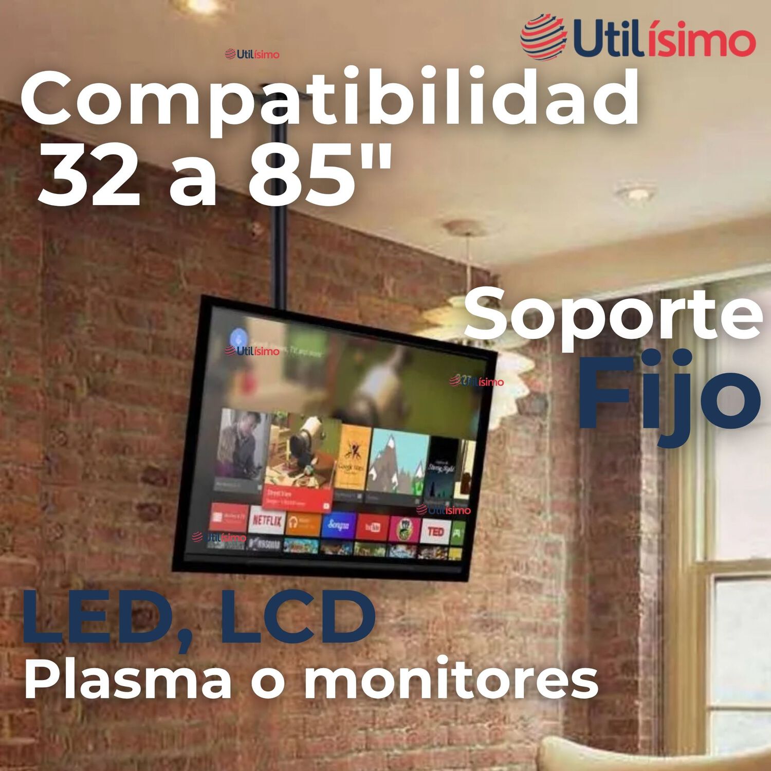 Soporte Tv Pared Techo Ajustable 68kg 32 A 85 Pulgadas image number 6.0
