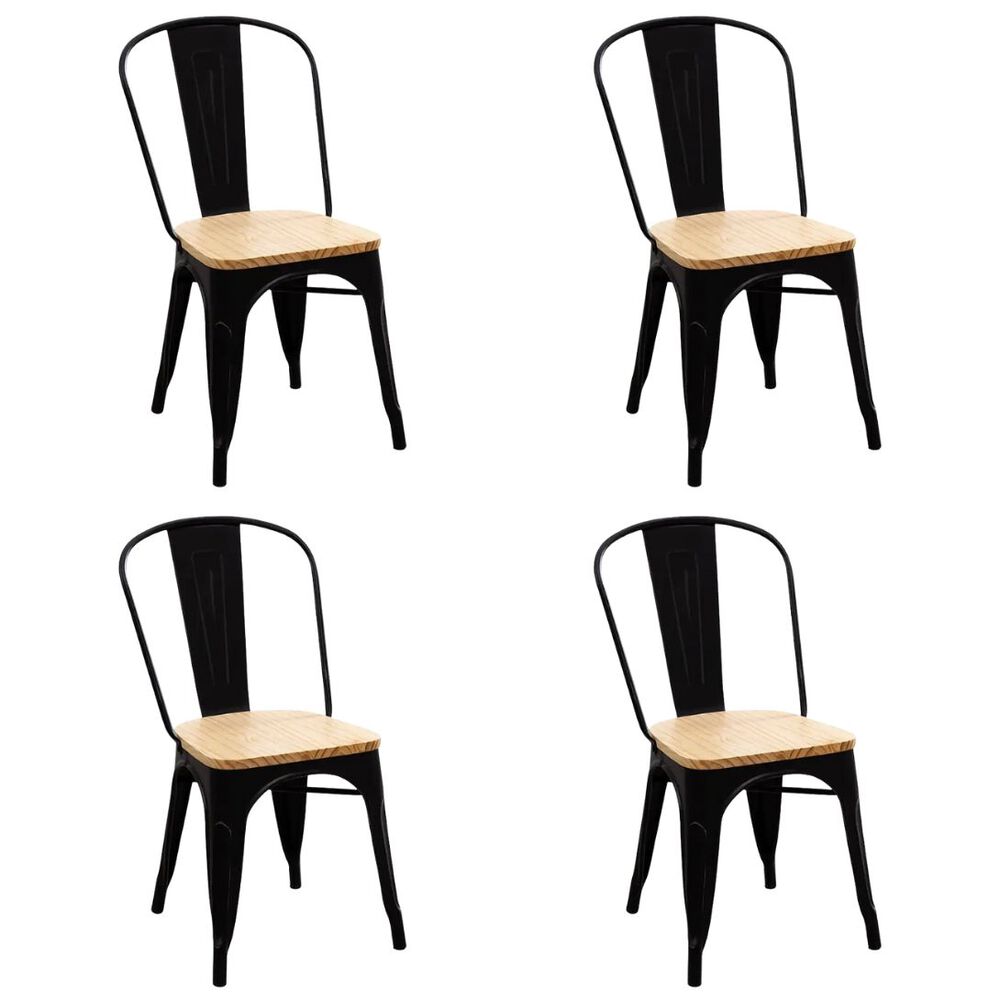 Pack 4 Sillas De Metal Tolix Asiento De Madera image number 0.0