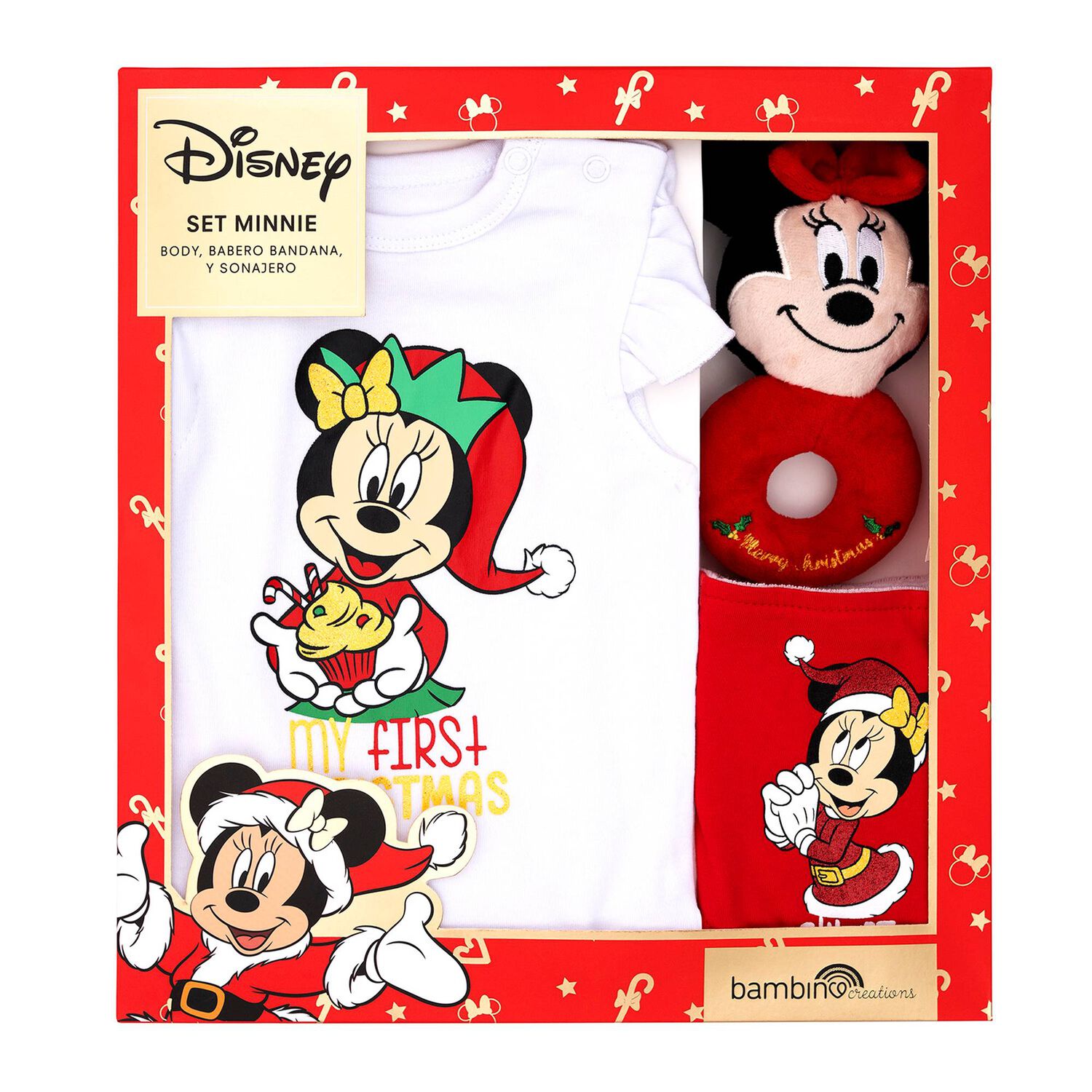Set 3 Piezas Navidad Disney Rojo Ni&ntilde;a Minnie 0 - 3 Meses image number 0.0