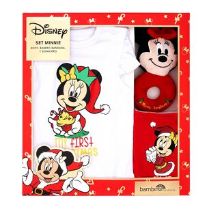 Set 3 Piezas Navidad Disney Rojo Ni&ntilde;a Minnie 0 - 3 Meses