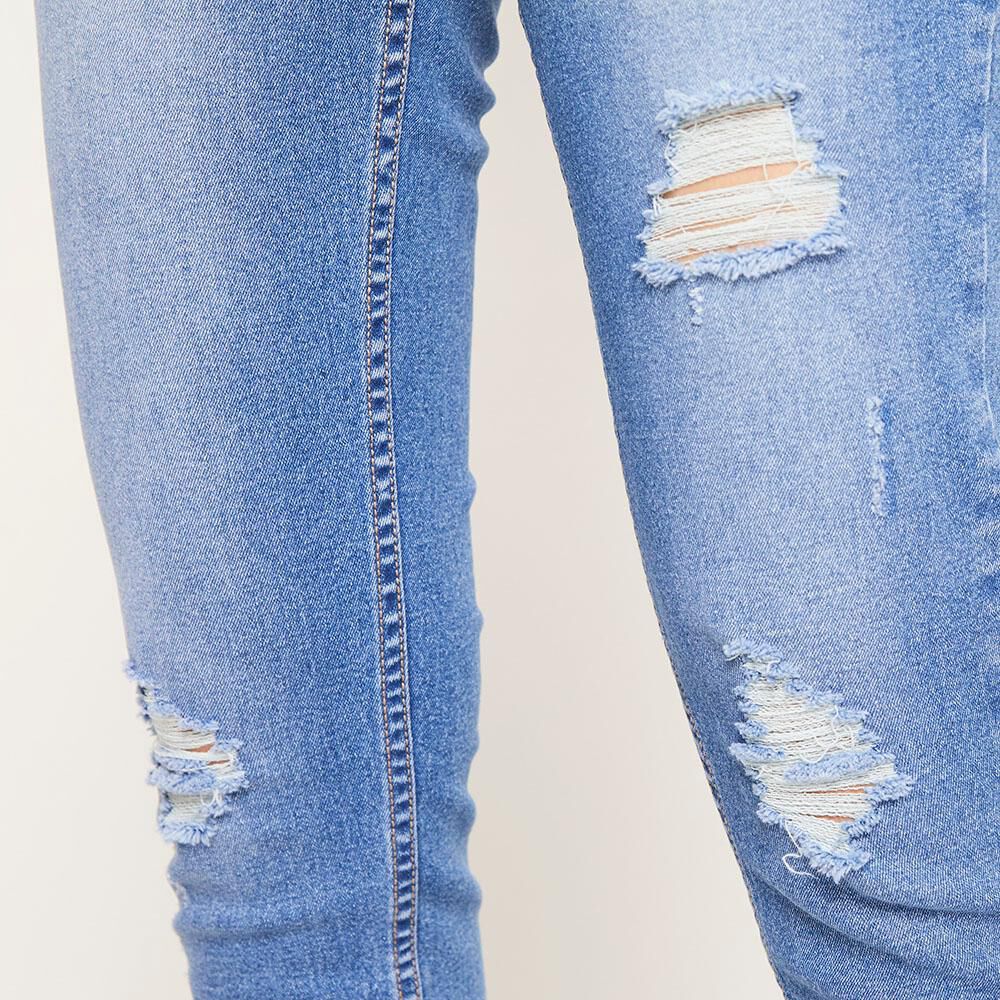 Jeans 5 Botones Tiro Alto Skinny Con Roturas Mujer Freedom image number 5.0