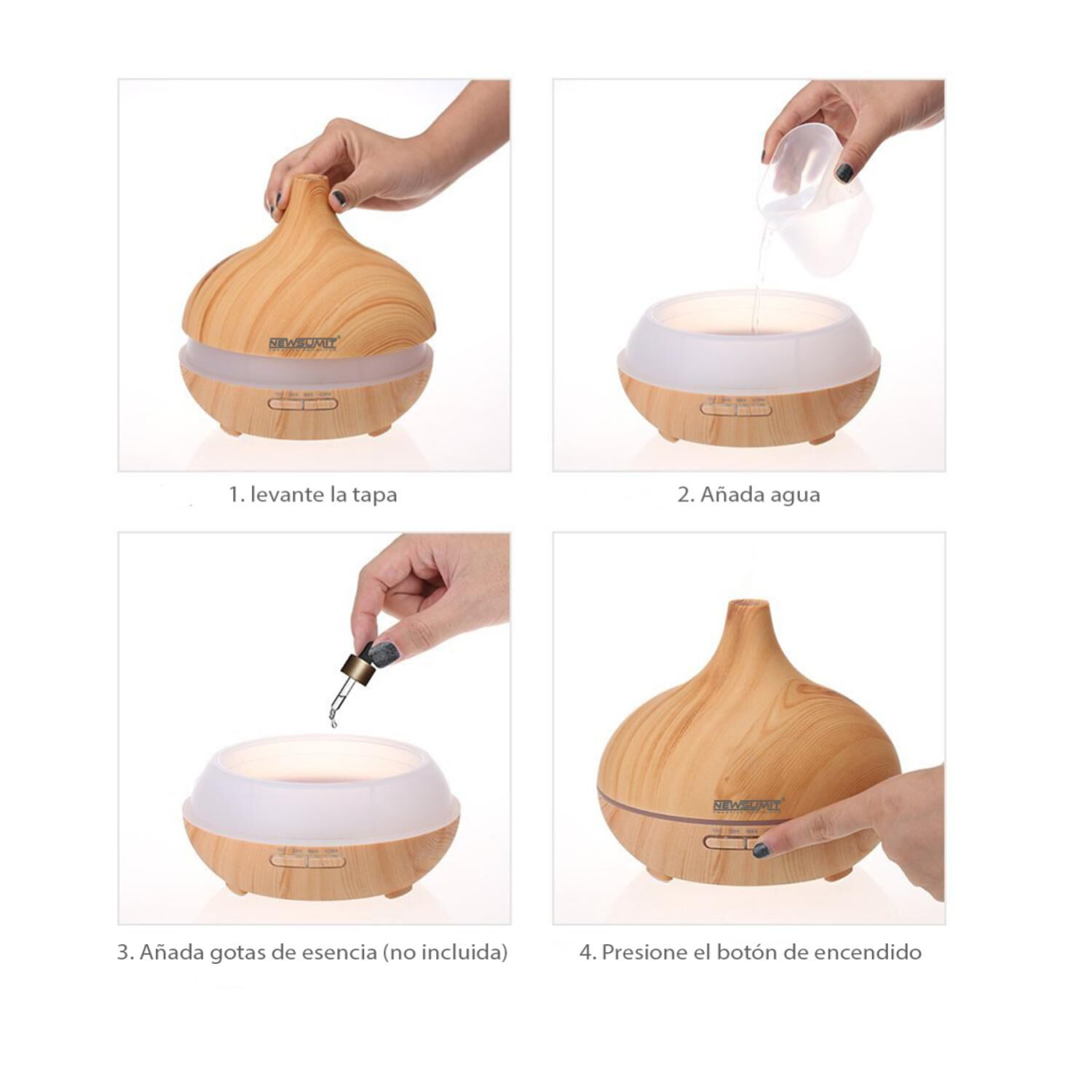 Humidificador Difusor De Aromas 7 Colores Led 150ml Madera O image number 2.0