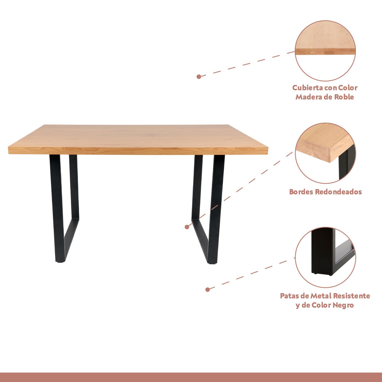 Comedor Estilo Industrial 160x90 Madera Clara + 6 Sillas Tolix Negras Con Asiento De Madera Clara image number 2.0