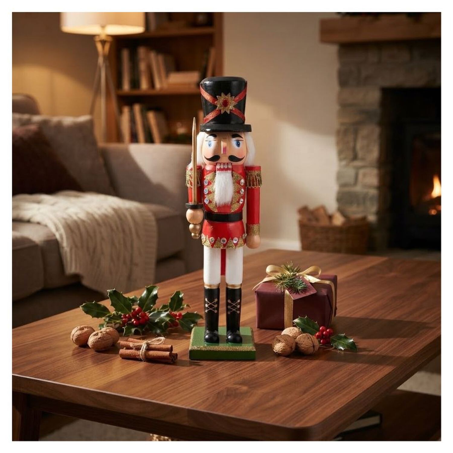 Cascanueces Navide&ntilde;o De Madera Soldado Espada 39cm image number 3.0