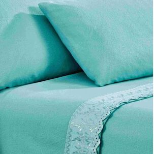 Sabana Andes Polar Broderie Turquesa 2 Plazas