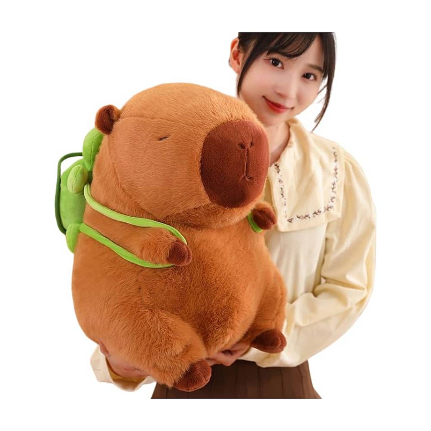 Peluche De Capibara Kawaii Carpincho Mochila Tortuga 50cm image number 1.0