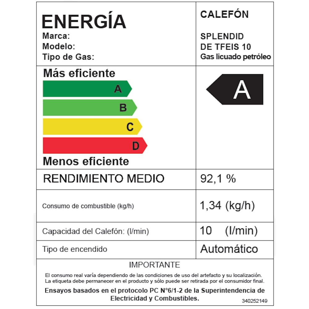 Calefont 10 Litros Gas Licuado C&aacute;mara Estanca Splendid image number 9.0