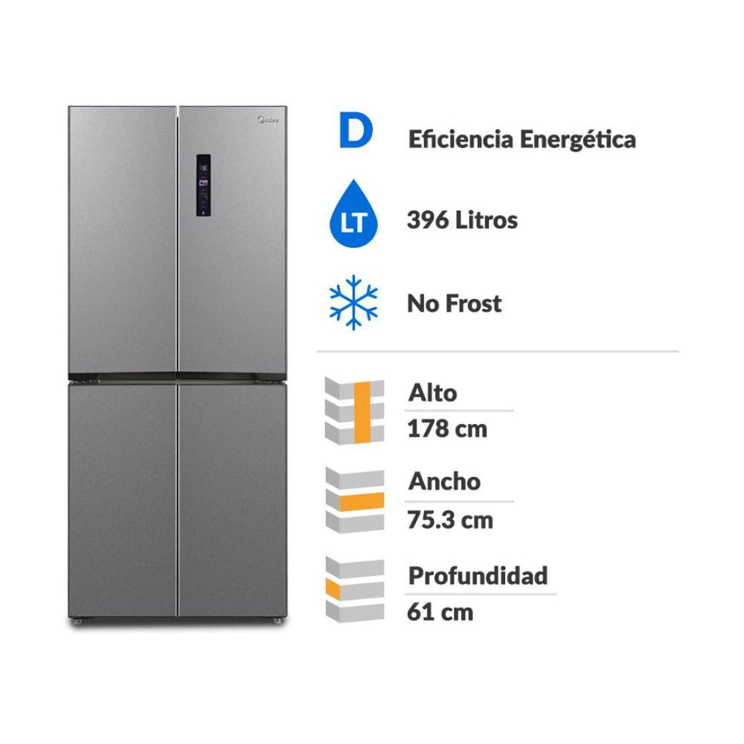 Refrigerador Side by Side Midea MDRM554MTE50 / No Frost / 396 Litros / D image number 1.0