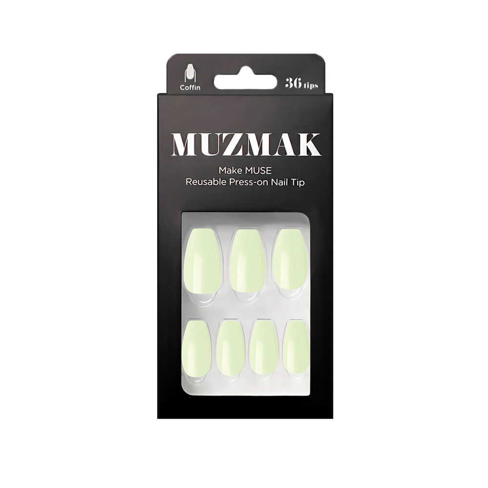 Muzmak - Uñas Press On Mint Cream Coffin 36 U. image number 0.0