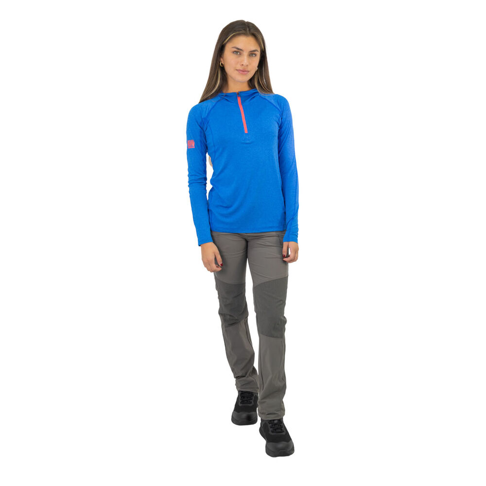 Polera Dry Fit Hw Spx C/ Gorro Manga Larga Mujer Elec Blue image number 8.0