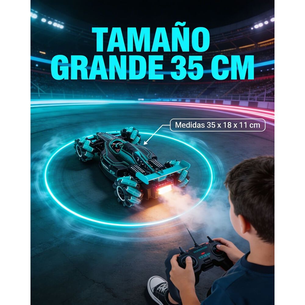 Auto F&oacute;rmula 1 Grande Control Remoto Giro 360 Humo Premium image number 13.0