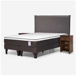 Cama Europea Rosen New Style 4 Plus / King / Base Dividida  + Set Maderas Maurice Chocolate