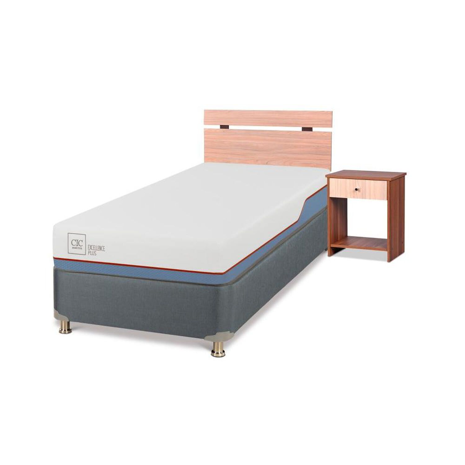 Cama Americana Cic Excellence Plus / 1 Plaza / Base Normal + Set De Maderas image number 1.0