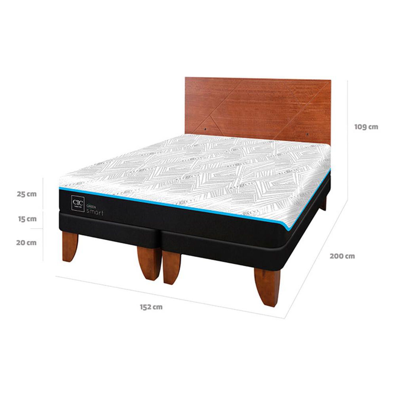 Cama Europea Cic Green Infinity / 2 Plazas / Base Dividida + Respaldo image number 6.0