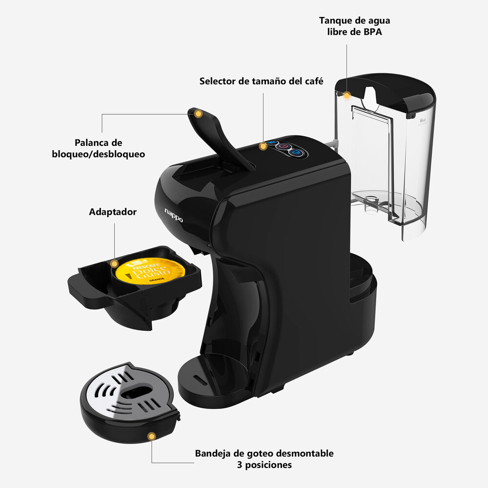 Cafetera Nappo 3 En 1 1450w Compatible Dolce Gusto Nespresso image number 6.0