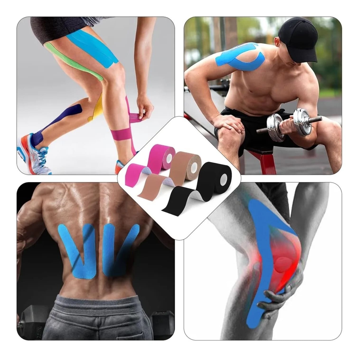 Pack X3 Cinta Kinesiotape Para Lesiones Musculares Fisio 5cmx5m image number 4.0