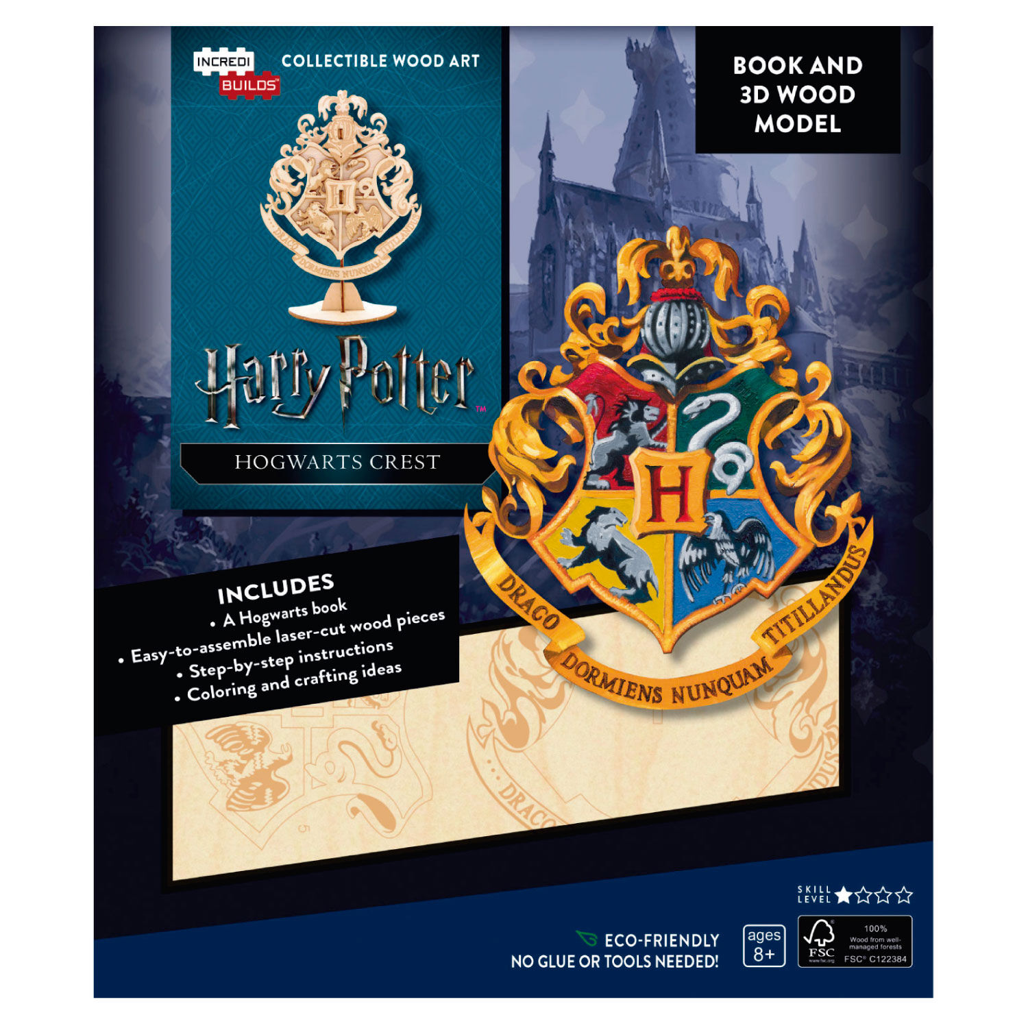 Harry Potter Hogwarts Crest Libro Y Modelo Armable En Madera image number 0.0