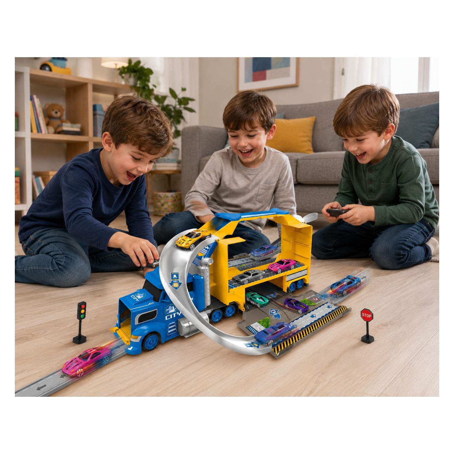 Juguete Camion Transportador 2 En 1 Lanzador 15pzas Infantil image number 3.0