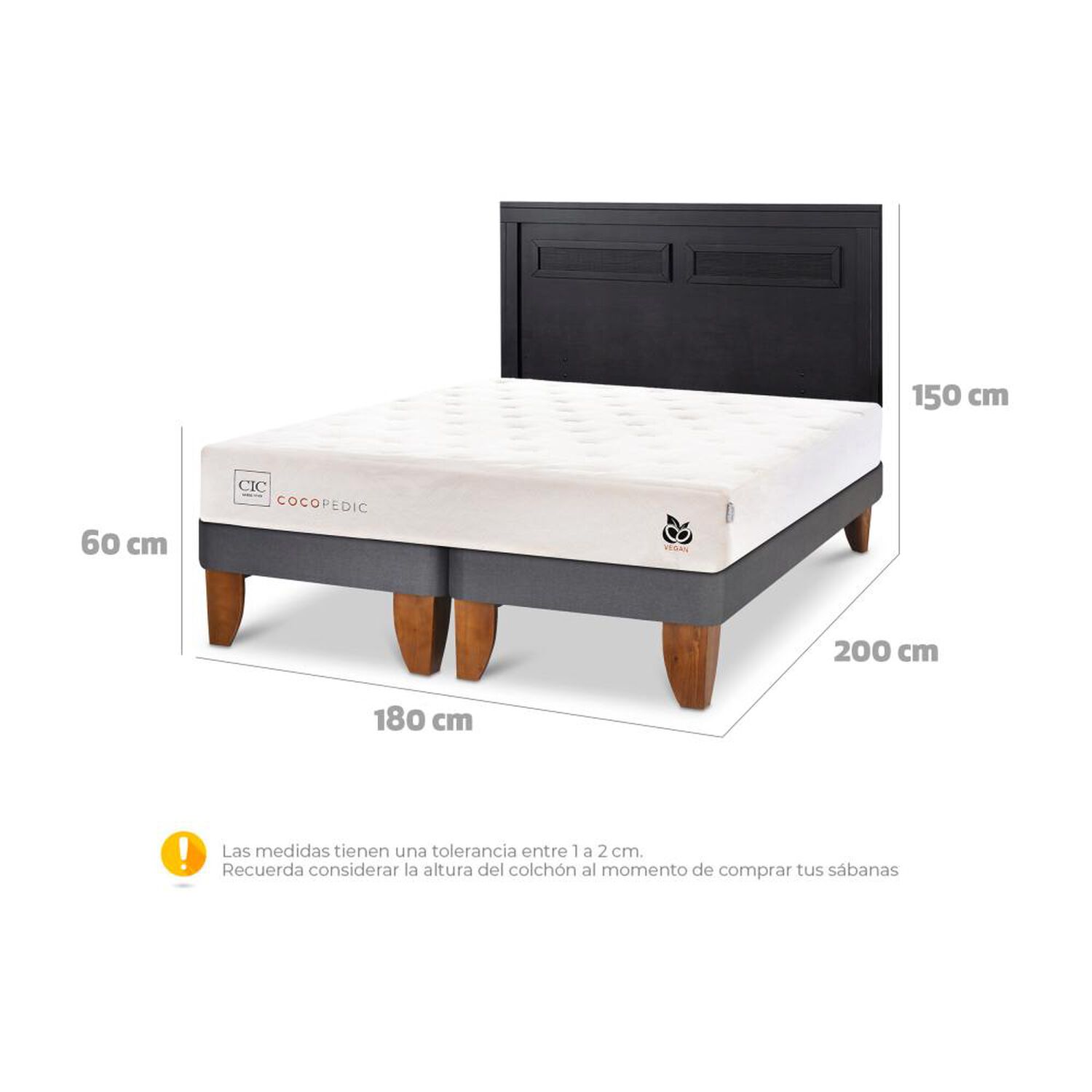 Cama Europea Cic Cocopedic / King / Base Dividida + Respaldo image number 4.0