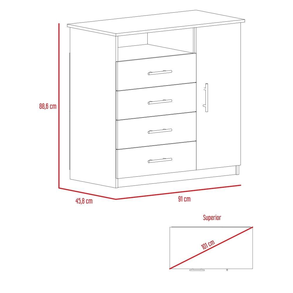 Combo Closet 2 Puertas + Comoda 4 Cajones 1 Puerta Dreams Wengue image number 6.0