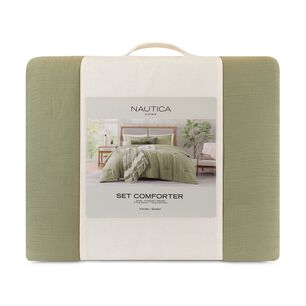 Cubrecama King Nautica Home Reversible Verde + Fundas