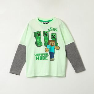 Polera Manga Larga Ni&ntilde;o Doble Manga Minecraft
