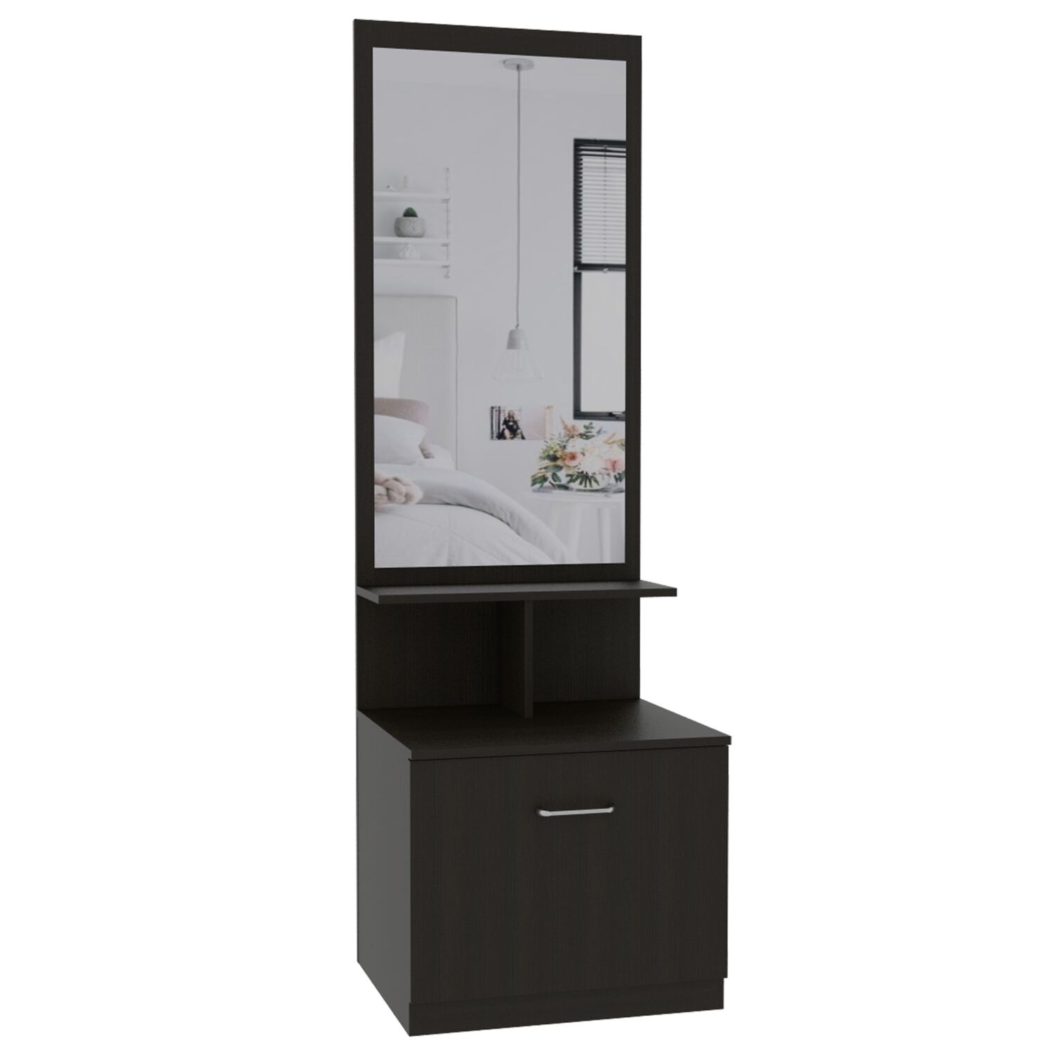 Velador Multifuncional Con Espejo 1 Caj&oacute;n Negro 170,7 Cm X 47,5 Cm X 54 Cm image number 0.0