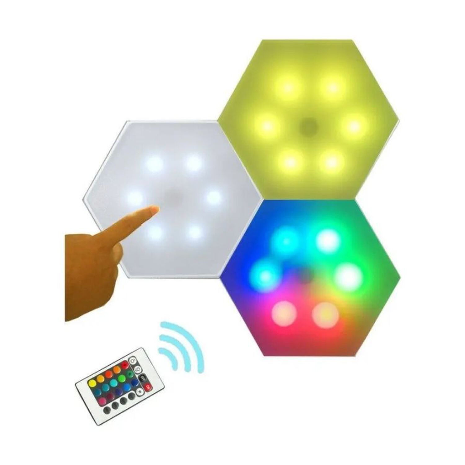 Set 6 Luces Hexagonales Led Rgb T&aacute;ctil Con Control image number 3.0