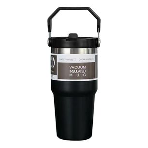Mug Termo Inoxidable 600ml Negro Port&aacute;til Antifugas