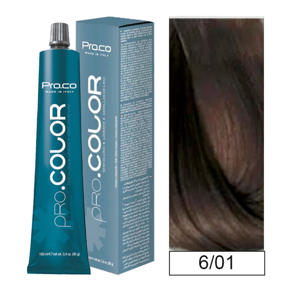 Pro.color - Tintura Permanente 6/01 Rubio Oscuro Ceniza 100ml + Oxidante image number 0.0