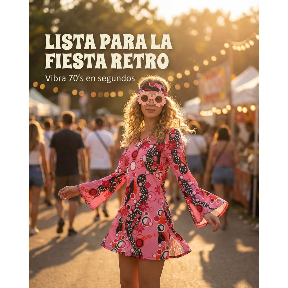 Disfraz Completo Mujer Onda Disco Retro Fiesta Tem&aacute;tica A&ntilde;os 80 Traje Halloween Adulto Mujer image number 15.0