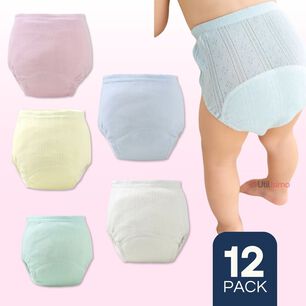 Pack 12 Calz&oacute;n Pantys Ni&ntilde;a Entrenamiento Algod&oacute;n Cintura El&aacute;stica