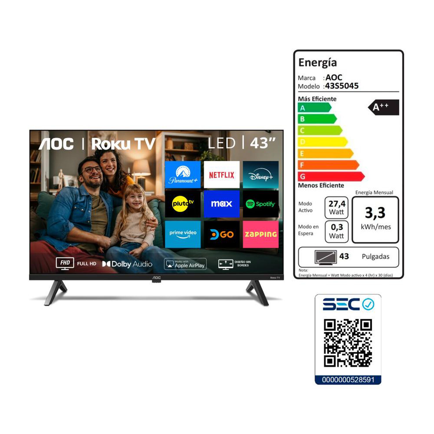 Led 43" AOC 43S5045 / Full HD / Smart TV image number 9.0