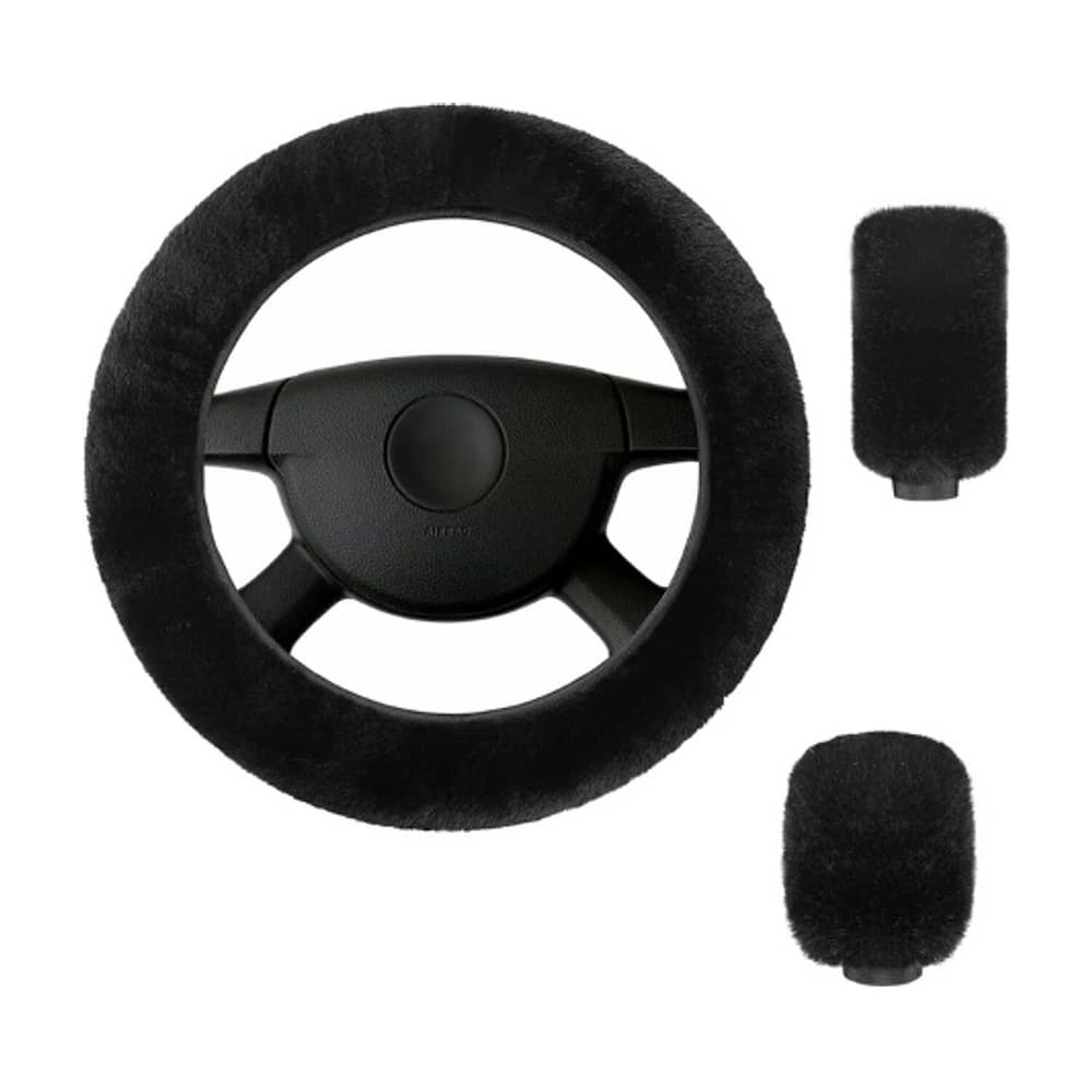 Kit Funda De Volante Pomo Freno Cinturon Reposabrazos Felpa image number 0.0