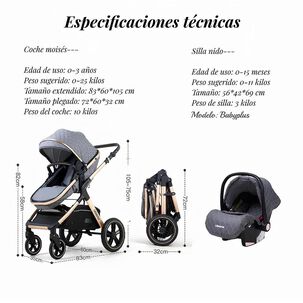 Coche Travel System Con Accesorios Lubabycas X1 Negro